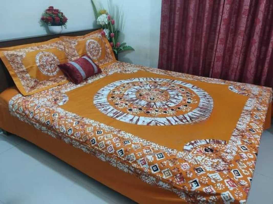 ,King Size Yellowish Orange Cotton Bed Sheet,orange bed sheet,cotton bed sheet orange color,order color bed sheet king size,orange bed sheet bangladesh,bangladeshi orange color bed sheet,bed sheet,be